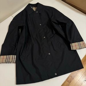 BURBERRY Black Brittany Raincoat Jacket Fully Lined Nova Check Size 14R